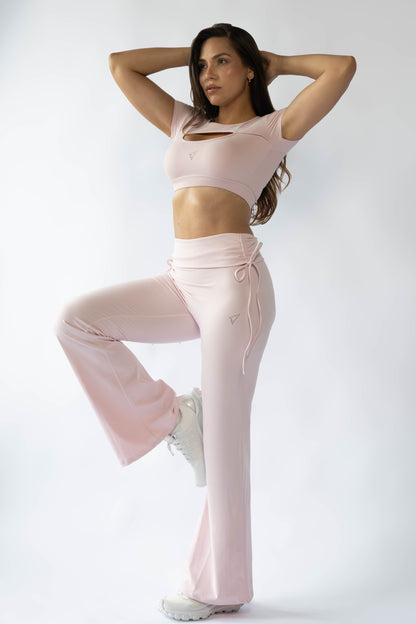 Ruched Tie Flare Pants